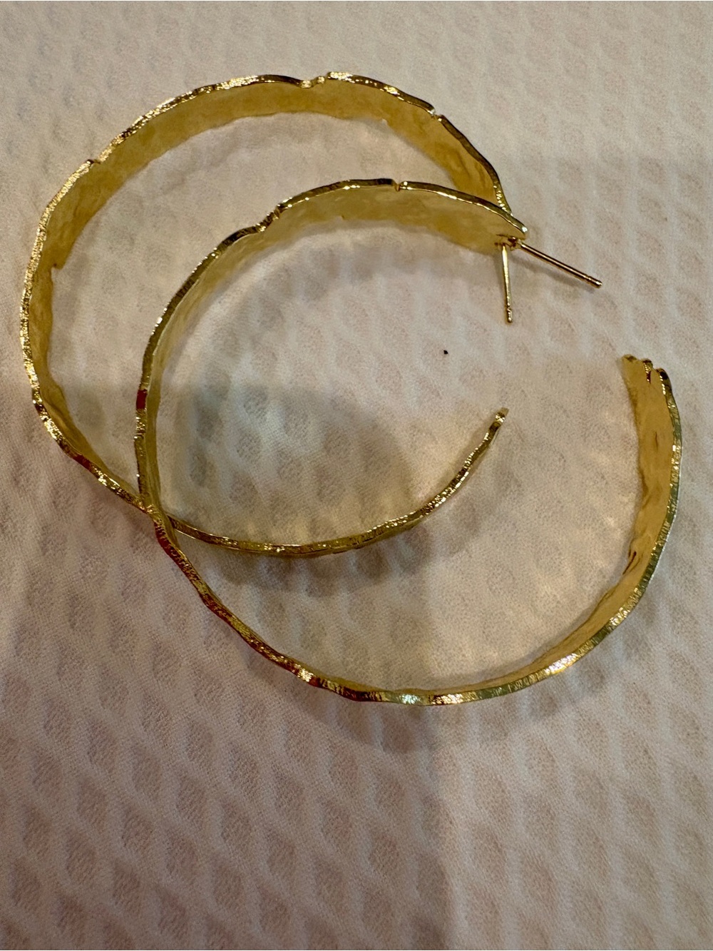 Gold Textured Hoop Earrings - Women Jewelry